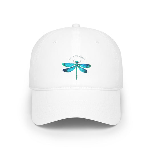 Baseball Cap with Colorful Dragonfly - Live in the Moment Design